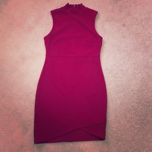 Express Red Mock Turtleneck Sleeveless Dress